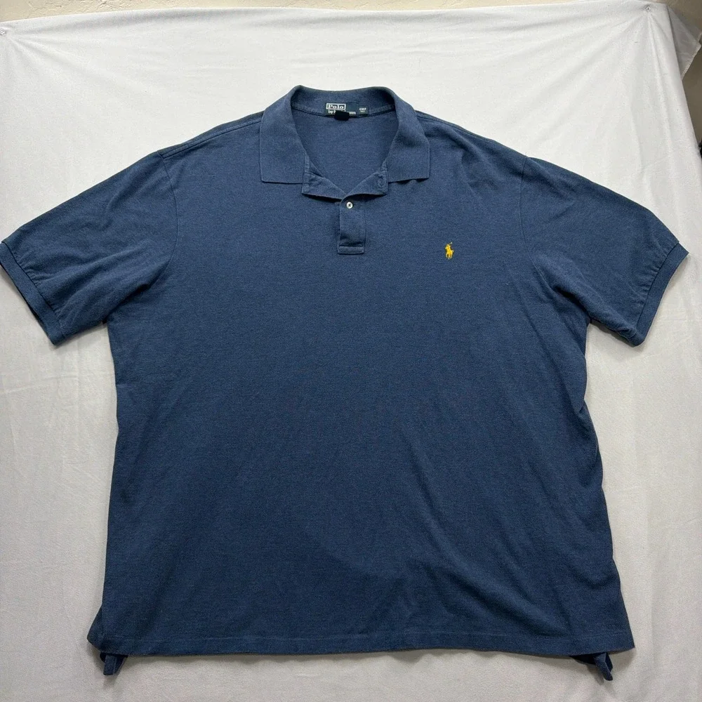 Polo Ralph Lauren Polo Shirt Short Sleeve Mesh Pony Blue Mens 4XLT Tall